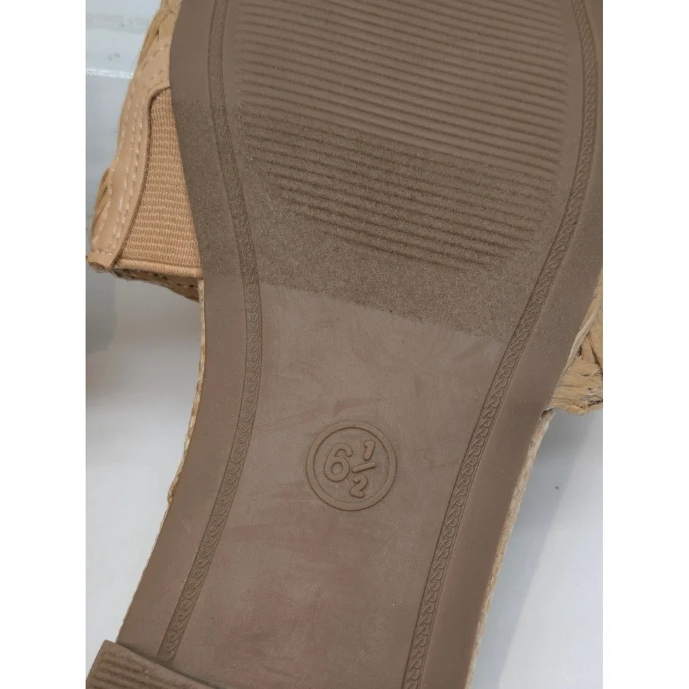 A New Day Ariella Slide Sandals Tan Woven Raffia Women's 6.5 NWT Memory Foam